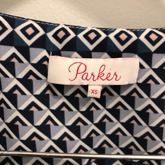 Parker Geometric Wrap Blouse tank XS green blue - Picture 9 of 10